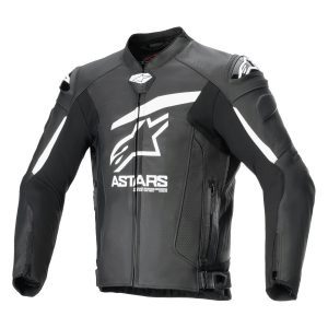 Alpinestars GP Plus R v4 Airflow Leather Motorcycle Jacket – Black/White Alpinestars GP Plus v4 Mens Leather Motorcycle Jacket Black White 1