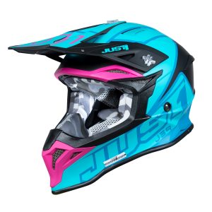 Just1 J39 Thruster Motocross Helmet Petrol Blue Fuxia Black 1