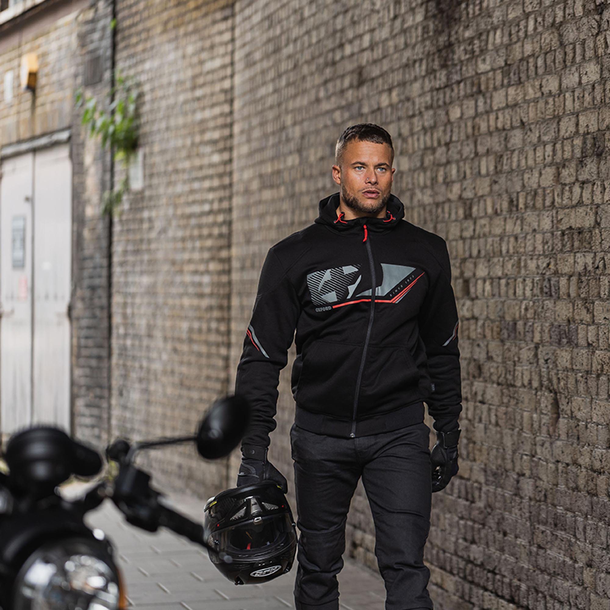 Oxford Super 2.0 Sports Motorcycle Hoodie Black Lifestyle 5