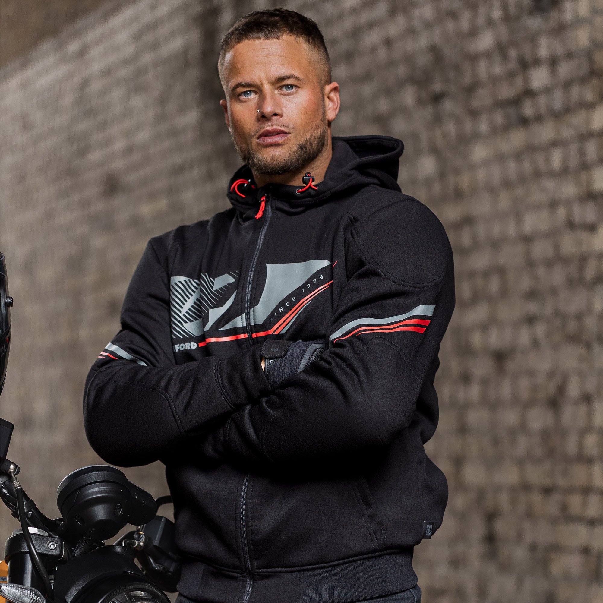 Oxford Super 2.0 Sports Motorcycle Hoodie Black Lifestyle 6