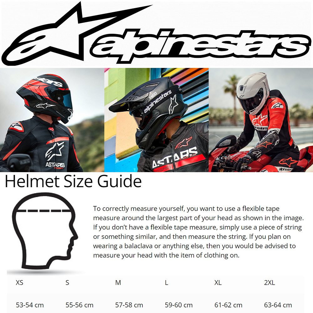 Alpinestars Motorcycle Helmet Size Guide WM 1
