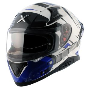 Axor Apex Hex-2 Motorcycle Helmet – White/Blue Axor Apex Hex-2 Motorcycle Helmet White Blue 1
