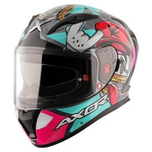 Axor Street Hip-Hop Motorcycle Helmet – Grey/Mint Axor Street Hip Hip Motorcycle Helmet Grey Mint 1