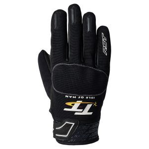 RST IOM TT Team Evo Mens Motorcycle Gloves Black White 1