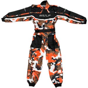 Wulfsport Cub Kids Race Suit Camo Orange 1