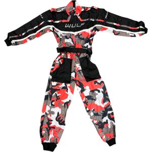 Wulfsport Cub Kids Race Suit Camo Red 1
