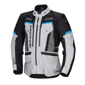 Alpinestars Bogota Pro Drystar Motorcycle Jacket – Ice Grey/Black/Cyan Alpinestars Bogota Pro Drystar Motorcycle Jacket Ice Grey Black Cyan 1