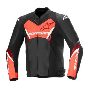 Alpinestars Faster v3 Airflow Leather Motorcycle Jacket – Black/Black Alpinestars Faster v3 Airflow Leather Motorcycle Jacket Black Red 1