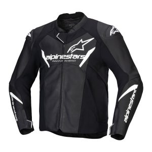Alpinestars Faster v3 Leather Motorcycle Jacket Black White 1
