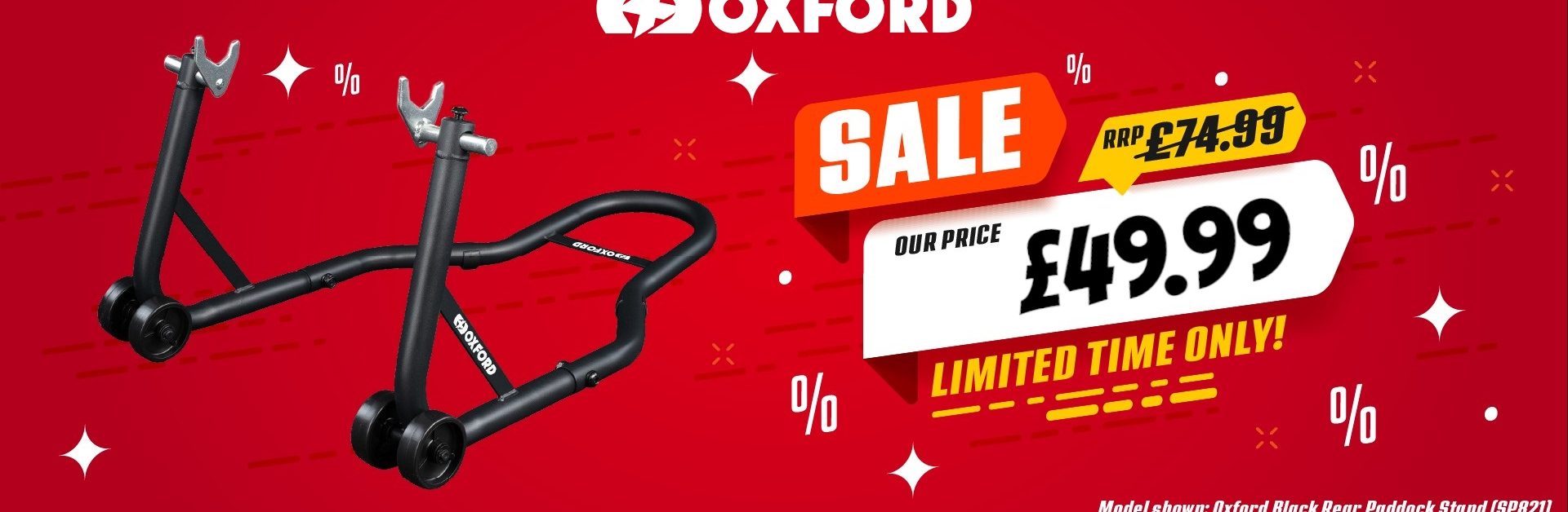 Oxford Black Motorcycle Paddock Stand Banner 49.99