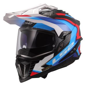 LS2 MX701 Explorer Carbon Frontier II Motorcycle Helmet White Blue 1