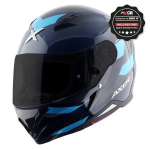 Axor Hunter Cornet Motorcycle Helmet Black Blue 1