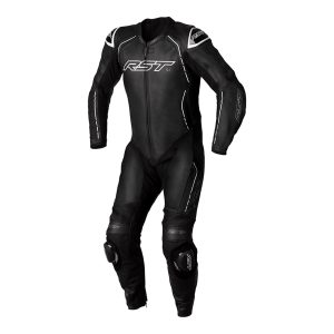 RST S1 Mens Leather Motorcycle Suit Black Black White 1
