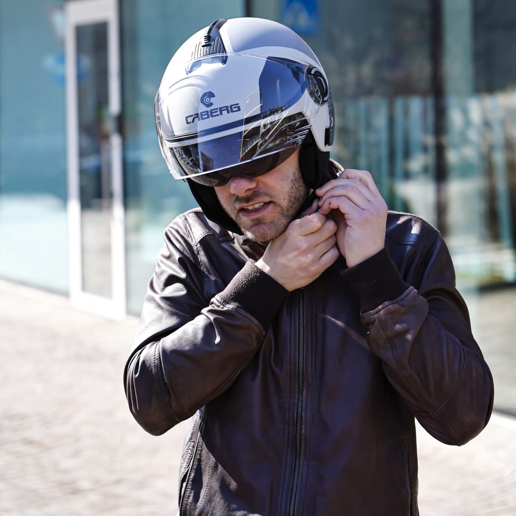 Caberg Riviera V4 X Alpha Motorcycle Helmet MAtt Sand Anthracite Grey Lifestyle 1