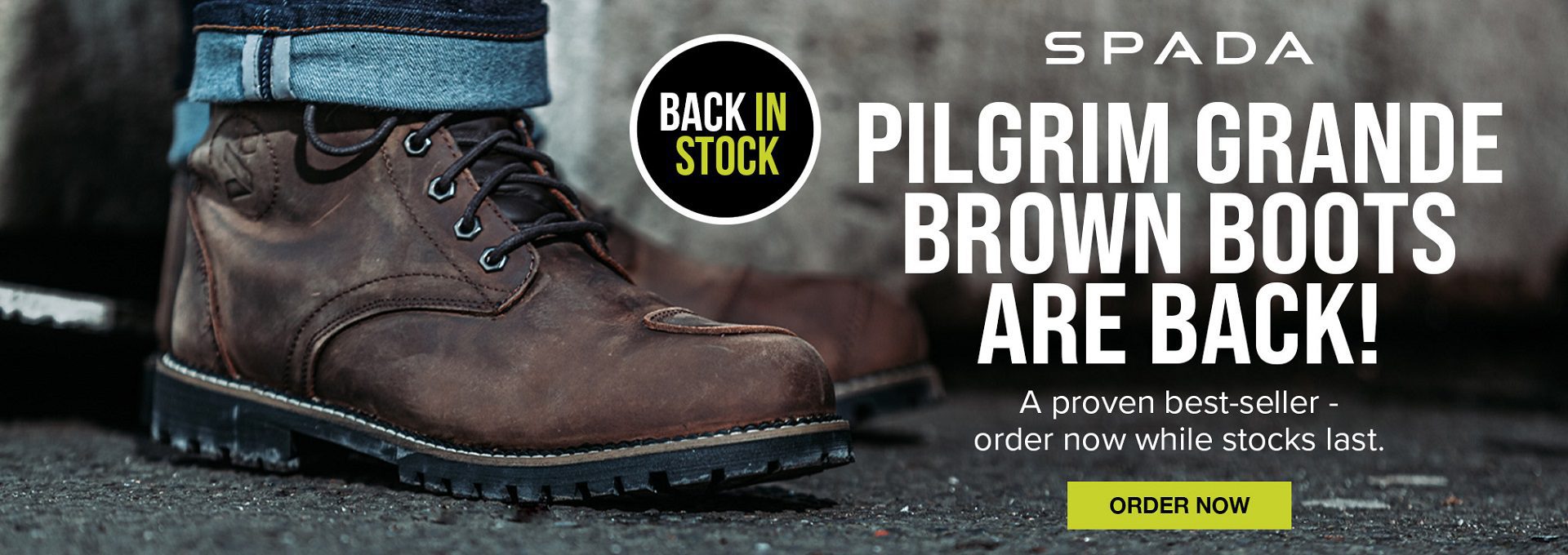 Spada Pilgrim Motorcycle Boots Web Banner 1