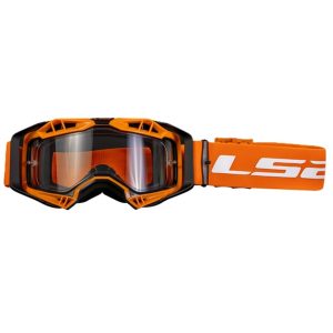LS2 Aura ENduro Motocross Goggles - Black Orange Clear Lens 1