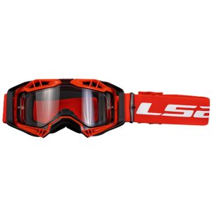 LS2 Aura ENduro Motocross Goggles - Black Red Clear Lens 1