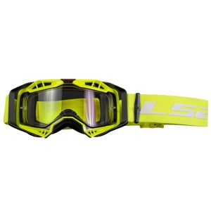 LS2 Aura ENduro Motocross Goggles - Black Yellow Clear Lens 1