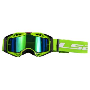 LS2 Aura Pro Motocross Goggles - Black Green Iridium 1