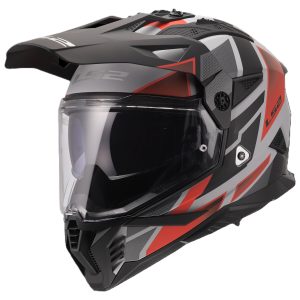 LS2 MX702 Pioneer ll Block Motorcycle Helmet Grey Red 6