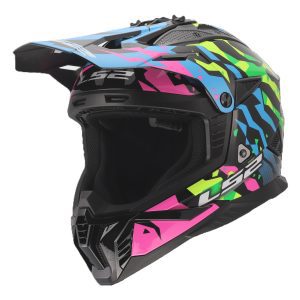 LS2 MX708 Fast II Motorcycle Helmet Blue Pink Green 1