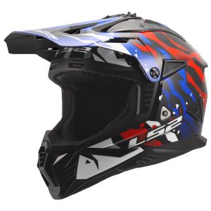 LS2 MX708 Fast II Motorcycle Helmet White Blue Red 1