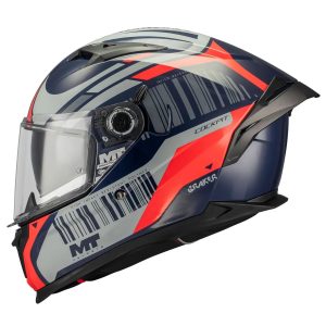 MT Braker Cockpit Motorcycle Helmet Navy Grey Red