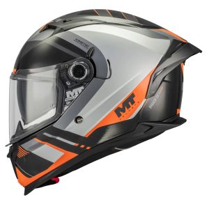 MT Braker Inception Motorcycle Helmet Black Grey Orange 1