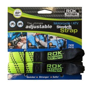 ROK Motorcycle Luggage Straps 25 x 1500 mm - Green Black Reflective 1