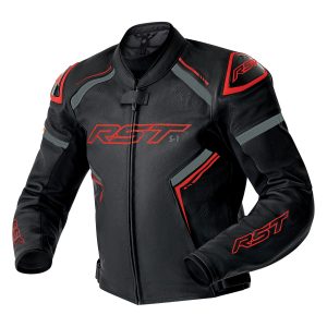 RST S1 D3O Leather Motorcycle Jacket Black Grey Red 1