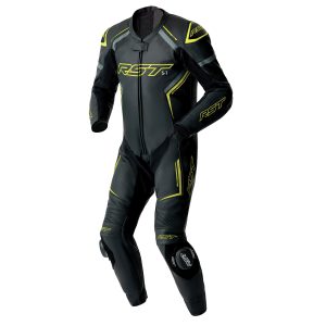 RST S1 D3O Leather Motorcycle Suit Black Grey Flo Yellow 1