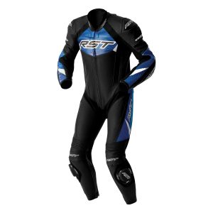 RST Tractech Evo D3O Leather Motorcycle Suit - Black Blue 1