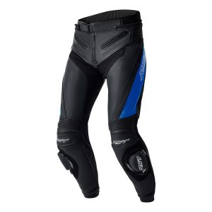 RST Tractech Evo D3O Leather Motorcycle Trousers - Black Blue 1
