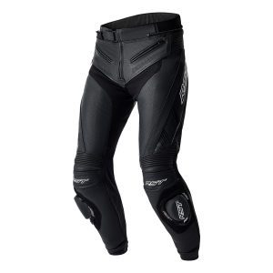 RST Tractech Evo D3O Leather Motorcycle Trousers - Black White 1