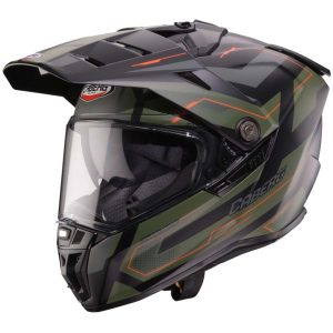 Caberg Tanami Ranger Motorcycle Helmet - Black Military Green Orange 1