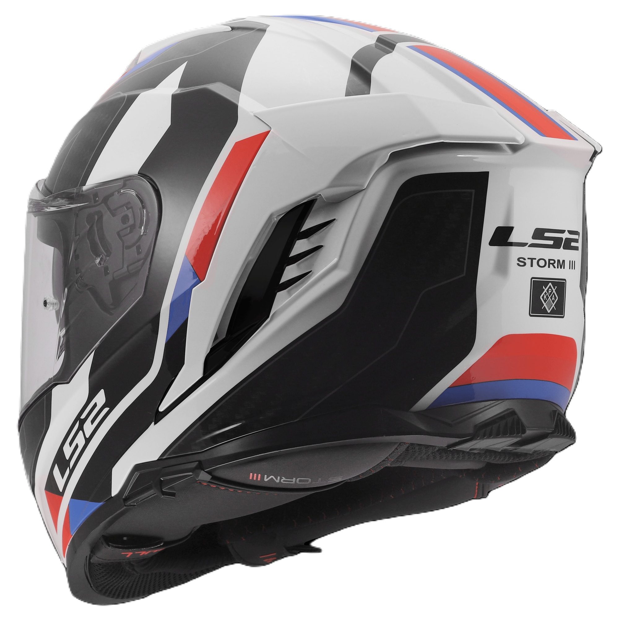 LS2 FF818 Storm III Sporty Motorcycle Helmet White Blue Red 3