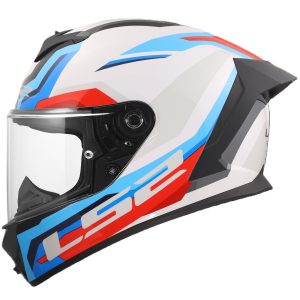 LS2 FF820 Rapid III Hyper Motorcycle Helmet White Blue Red 1