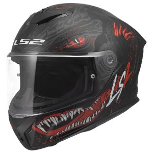 LS2 FF820 Rapid III Kaiju II Motorcycle Helmet Black Red White 1
