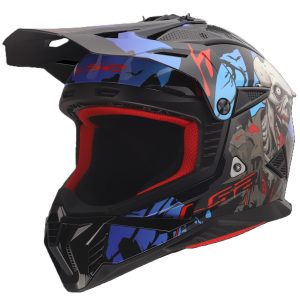 LS2 MX708 Fast II Zombie Motorcycle Helmet Black Red Blue 1