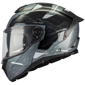 MT Atom 2 Highlands Motorcycle Helmet - Black Grey White 1