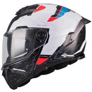 MT Atom 2 Highlands Motorcycle Helmet - White Red Blue 1