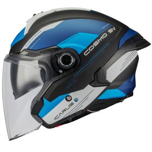 MT Cosmo Icarus Motorcycle Helmet Black Blue White1