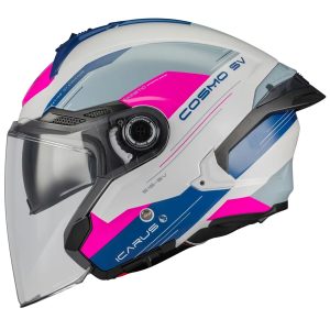 MT Cosmo Icarus Motorcycle Helmet White Grey Pink Navy 2