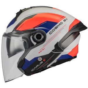 MT Cosmo Icarus Motorcycle Helmet White Red Navy 1