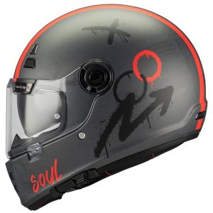 MT Jarama Papercut Motorcycle Helmet - Black/Red