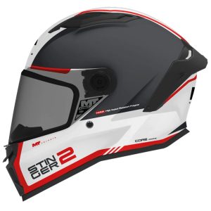 MT Stinger 2 Core Motorcycle Helmet - Black White Red 1