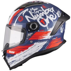 MT Stinger 2 Kids Rocket Motorcycle Helmet White Red Blue 1