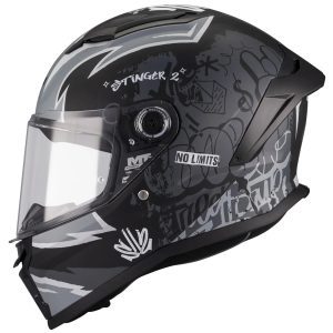 MT Stinger 2 Kids Tagger Motorcycle Helmet - Black Grey 1