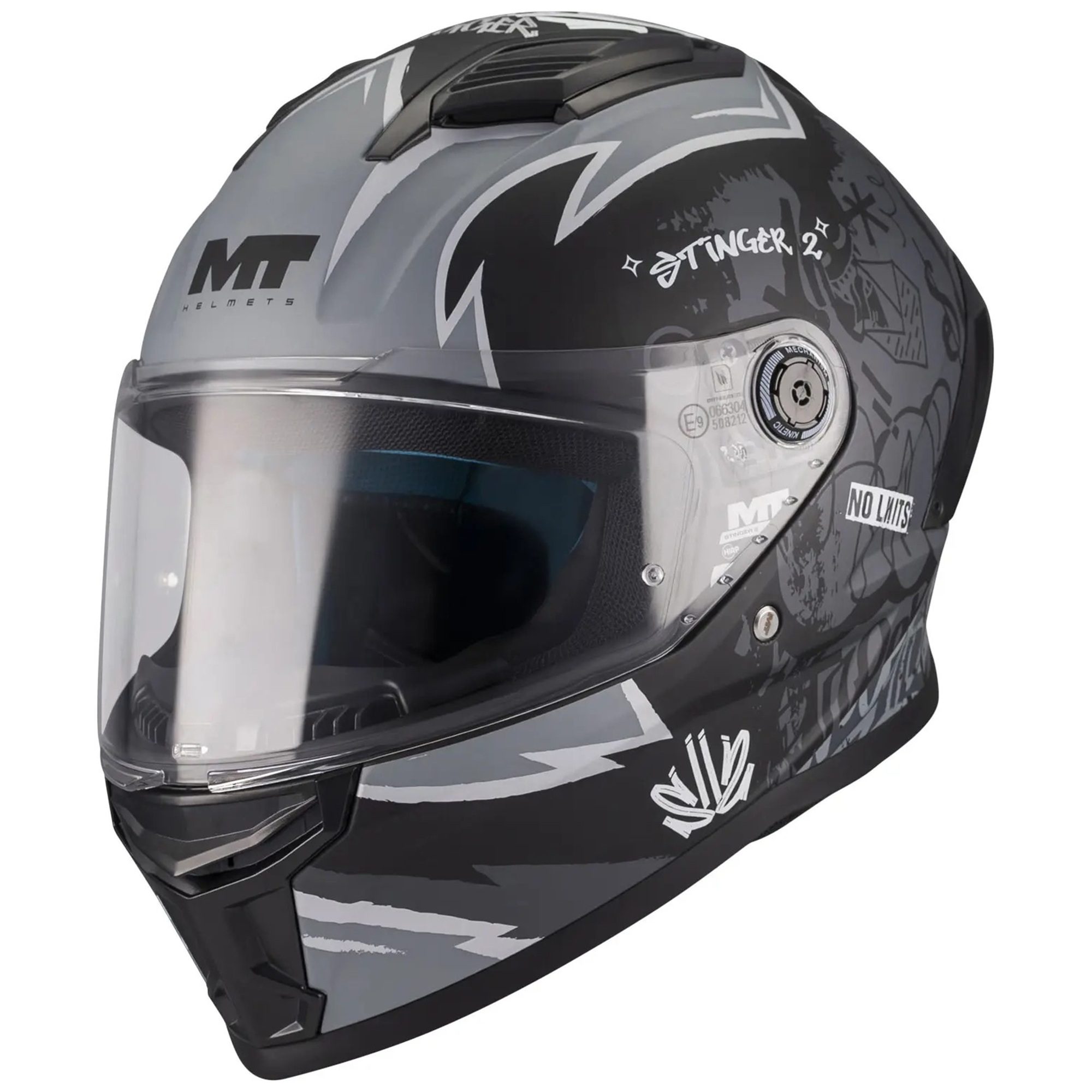 MT Stinger 2 Kids Tagger Motorcycle Helmet - Black Grey 2