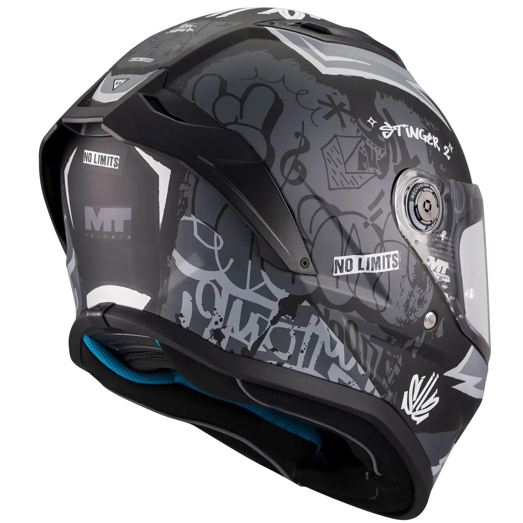 MT Stinger 2 Kids Tagger Motorcycle Helmet - Black Grey 3